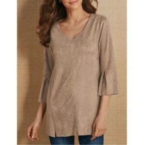 Soft Surroundings Faux Suede Izzy Boho Tunic Blouse Top Size XL